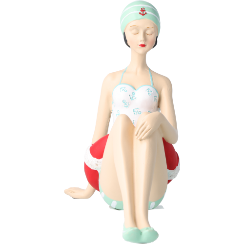 Pinup Schwimmerin sitzend mit Ring Pinup Schwimmerin sitzend mit Ring