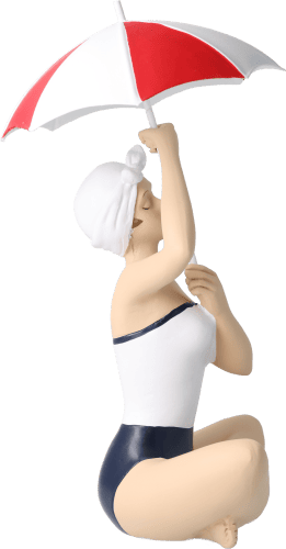 Pinup Schwimmerin mit Schirm