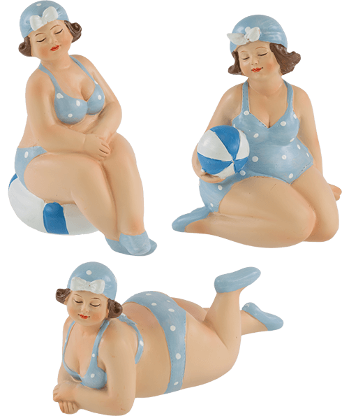 Molliges Dekofigur-Set blau klein Badefigur Strandfigur
