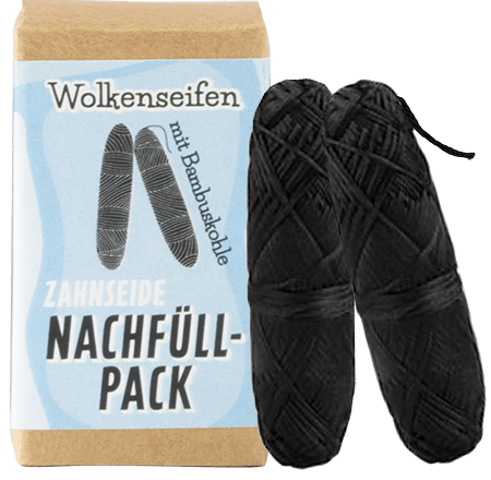 Zahnseide Refill Aktivkohle Wolkenseifen vegane Zahnseide