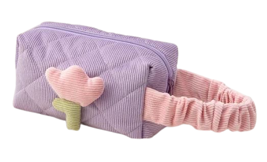 Kosmetiktasche Tulpe lila Kosmetiktasche aus Cord mit Tulpenapplikation