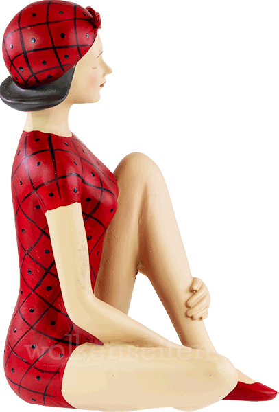 Pinup sitzend rot-kariert