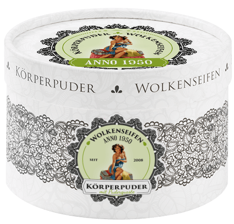 Körperpuder (Trockenshampoo) Anno 1950 ohne Hintergrund