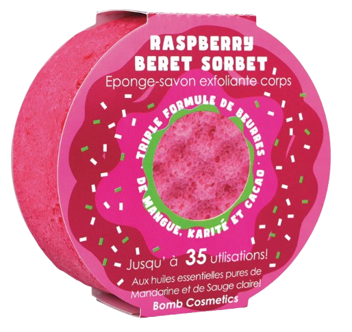 Raspberry Beret Body Buffer Sponge Bomb Cosmetics Raspberry Beret Body Buffer Sponge