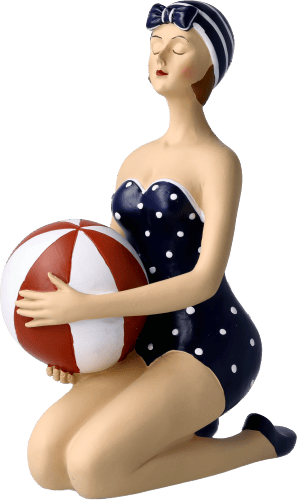 Pinup knieend mit Ball blau