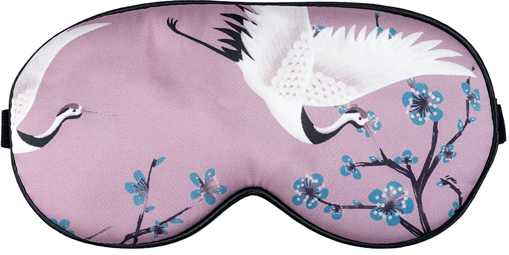 Schlafmaske mit Kranich Lila ohne Hintergrund