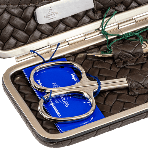 Maniküre-Etui Flechtleder Dunkelbraun Maniküre-Etui Flechtleder Dunkelbraun