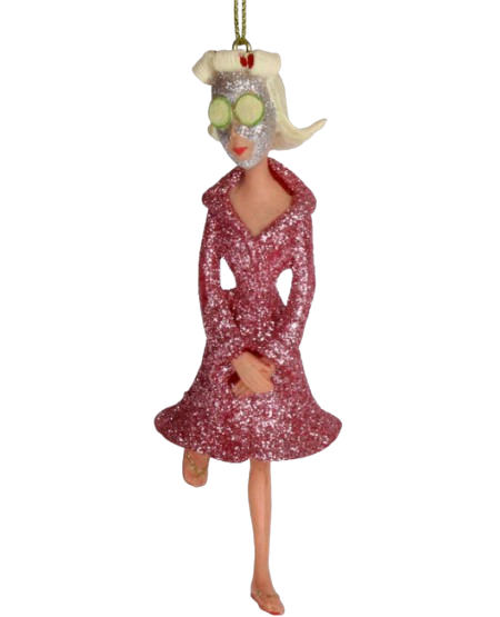 Polyobjekt Gurkenmaske Anhänger wellnesslady mit Gurkenmaske