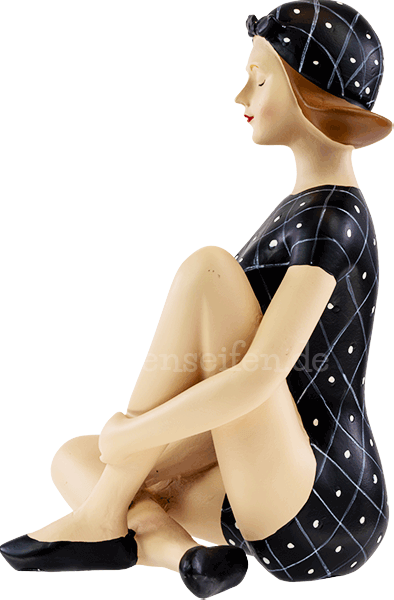 Pinup sitzend blau-kariert