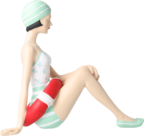 Pinup Schwimmerin sitzend mit Ring Pinup Schwimmerin sitzend mit Ring