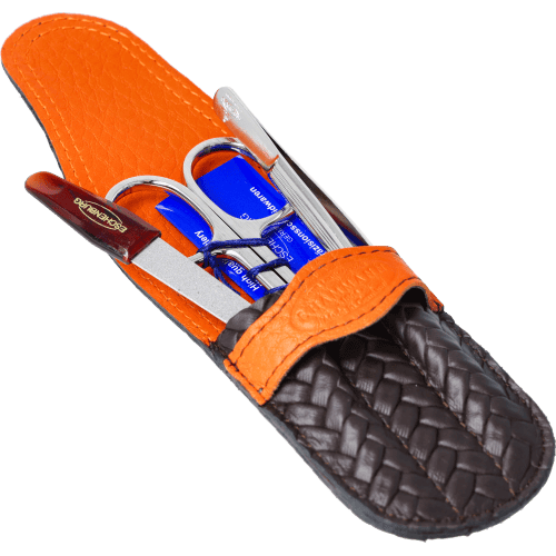 Maniküre-Etui Leder braun-orange Maniküre-Etui Leder braun-orange