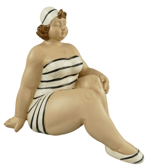 Matrone am Strand Badepuppe am Strand