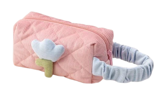 Kosmetiktasche Tulpe rosa Kosmetiktasche aus Cord mit Tulpenapplikation