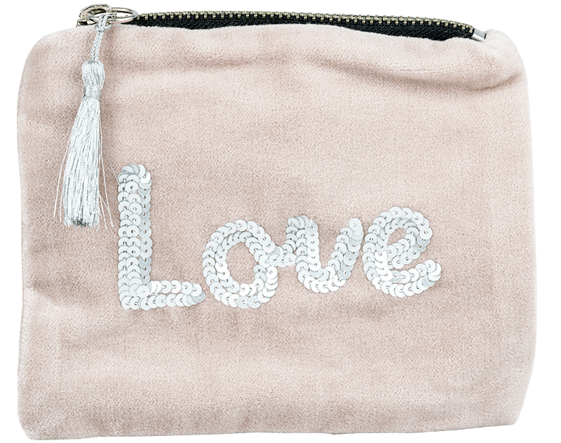 Samt-Kosmetiktasche Love Samt-Kosmetiktasche Love ohne Hintergrund