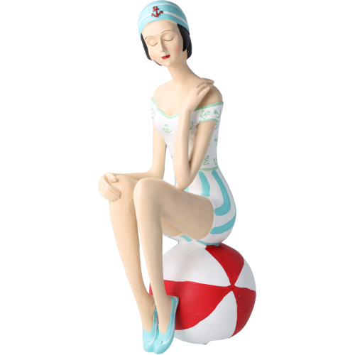 Pinup Schwimmerin sitzend auf Ball Pinup Schwimmerin sitzend auf Ball