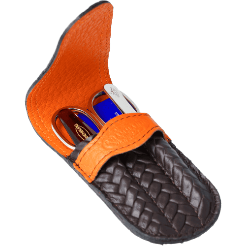Maniküre-Etui Leder braun-orange Maniküre-Etui Leder braun-orange